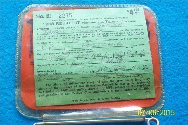 VINTAGE 1968 OHIO HUNTING PERMIT PAPER & TRAPPER-img-1