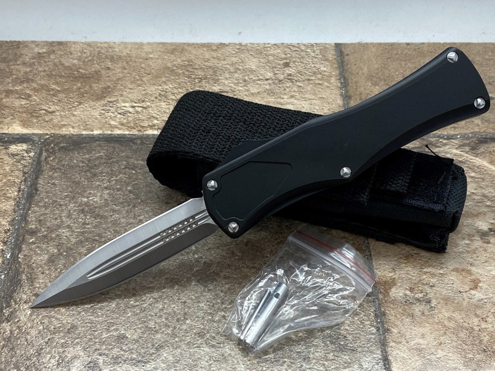New Stylish OTF Double Action Dagger Blade Lightweight Auto Knife Black-img-1