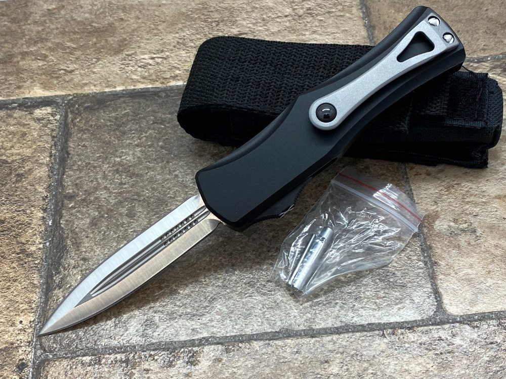 New Stylish OTF Double Action Dagger Blade Lightweight Auto Knife Black-img-0