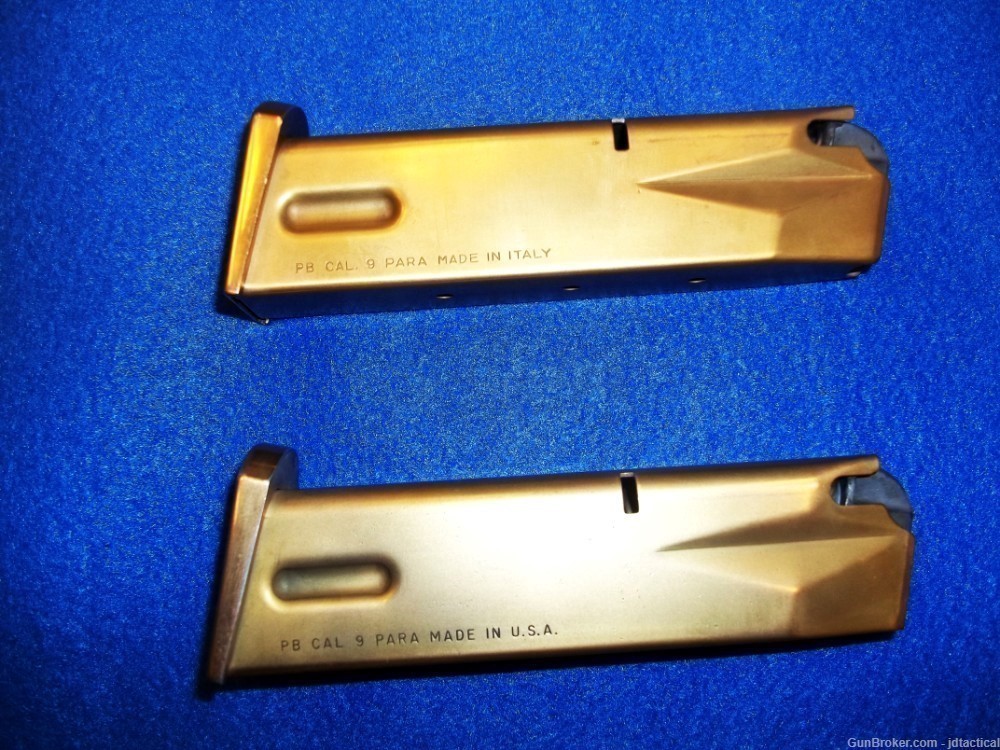(2) Beretta 92 9mm 15 round Hi-Cap Gold Plated Magazines-img-1