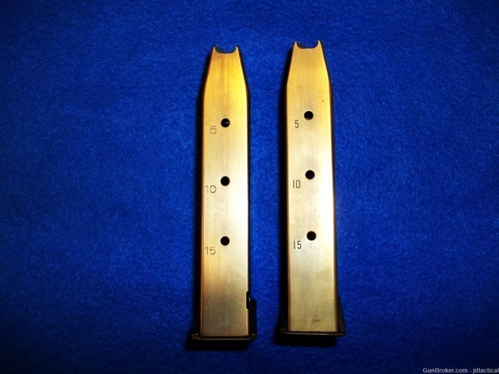 (2) Beretta 92 9mm 15 round Hi-Cap Gold Plated Magazines-img-2