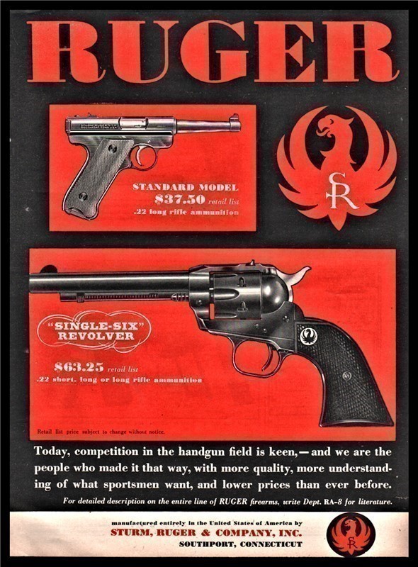 1955 RUGER Standard Pistol and Single-Six Revolver AD-img-0