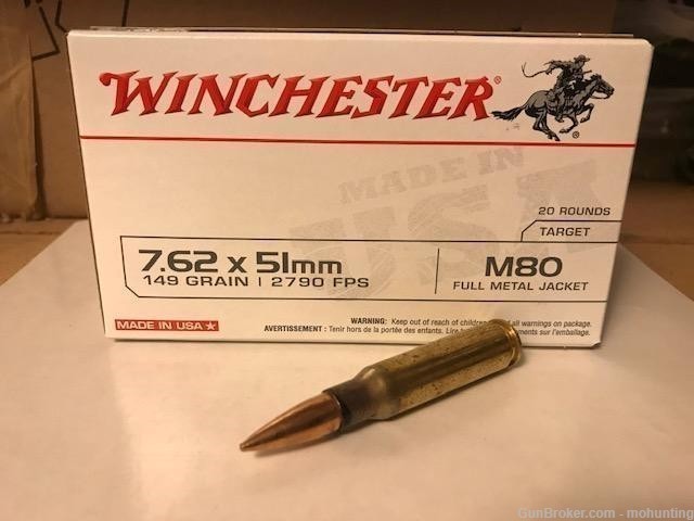 Winchester 7.62 Nato 149gr FMJ 500 Rounds M80 7.62x51-img-0