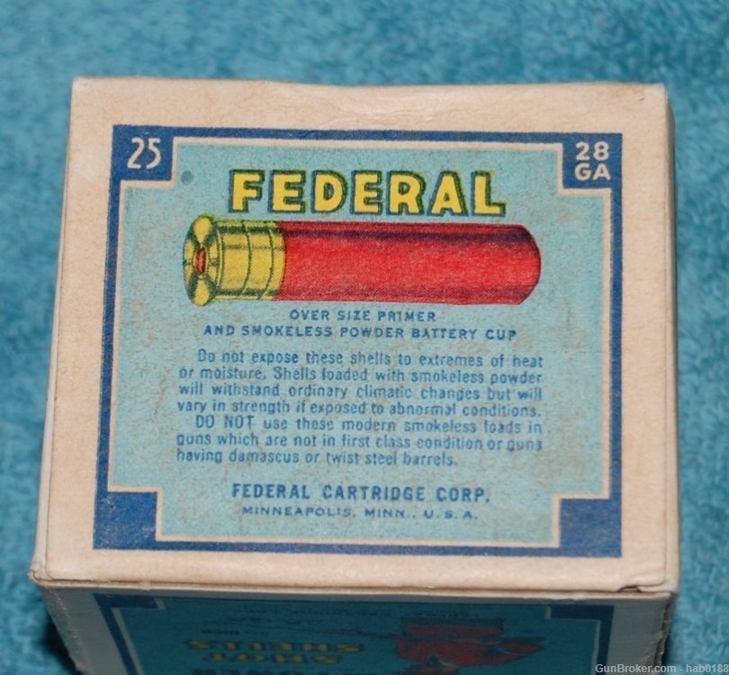 Vintage Full Box Federal Hi-Power Target 28 Gauge Trap Shooter Red Sweater-img-4
