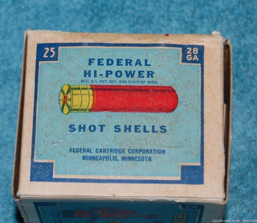 Vintage Full Box Federal Hi-Power Target 28 Gauge Trap Shooter Red Sweater-img-5