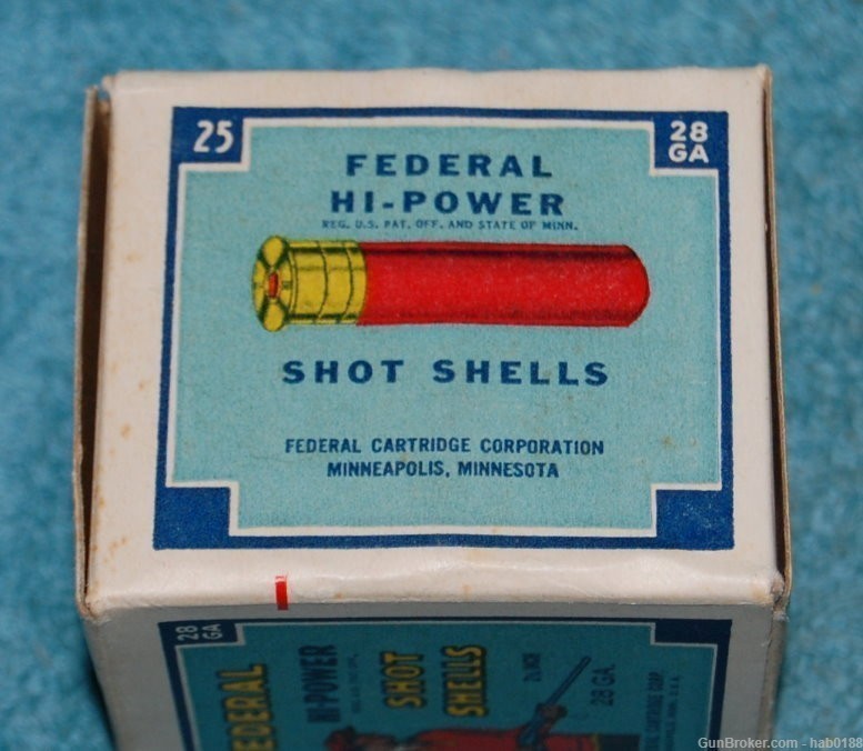 Vintage Full Box Federal Hi-Power Target 28 Gauge Trap Shooter Red Sweater-img-2