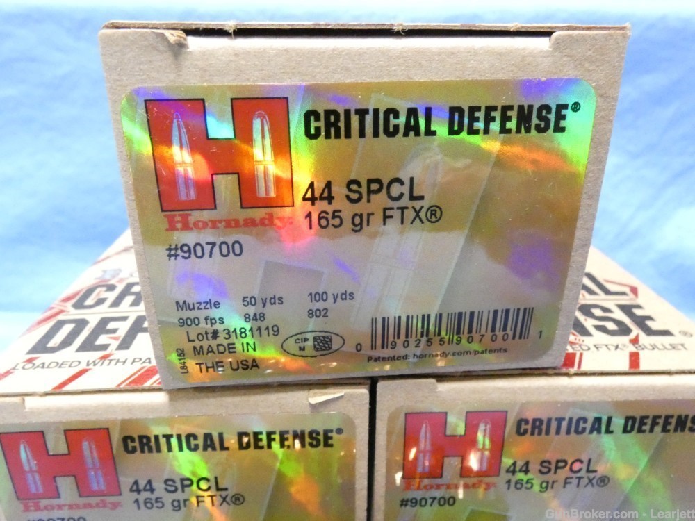 100 ROUNDS HORNADY CRITICAL DEFENSE .44 SPECIAL 165 GRAIN FTX AMMO #90700-img-2