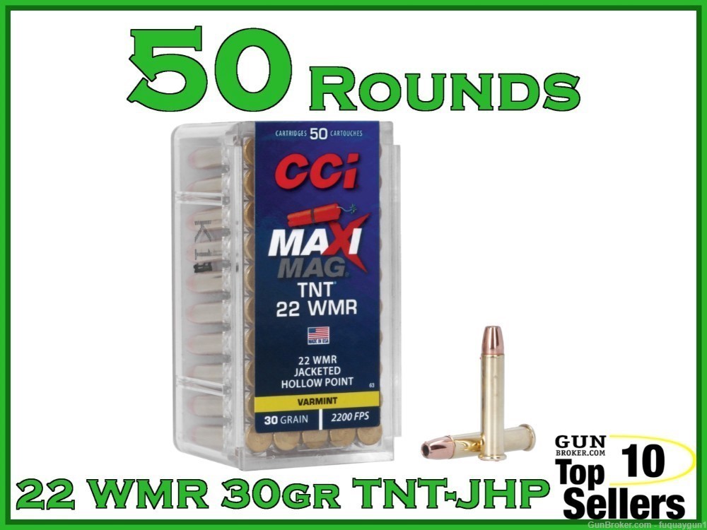 CCI Maxi-Mag 22 Magnum 30 GR TNT Bullet 63 Ammo 50CT-img-0