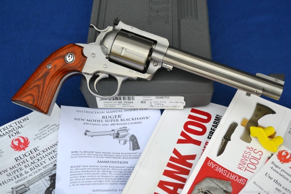 Ruger Bisley Blackhawk 480 Ruger Stainless Steel Box, Papers .480-img-1