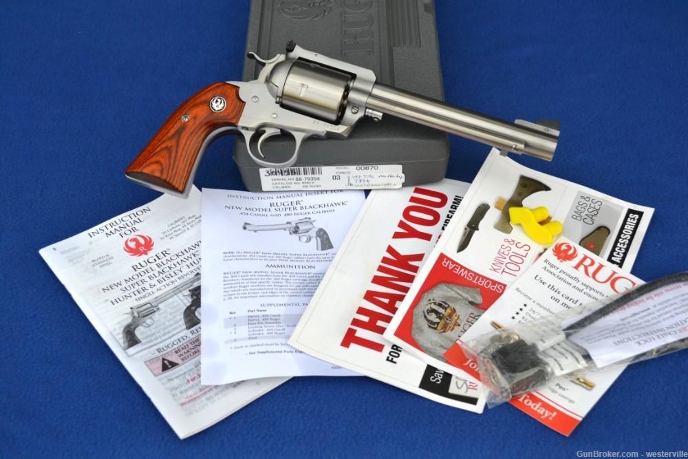 Ruger Bisley Blackhawk 480 Ruger Stainless Steel Box, Papers .480-img-0