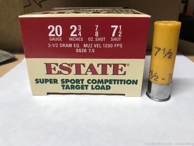Estate SS207 Super Sport Target 20ga 7/8oz 7.5 shot 250 Rounds-img-0