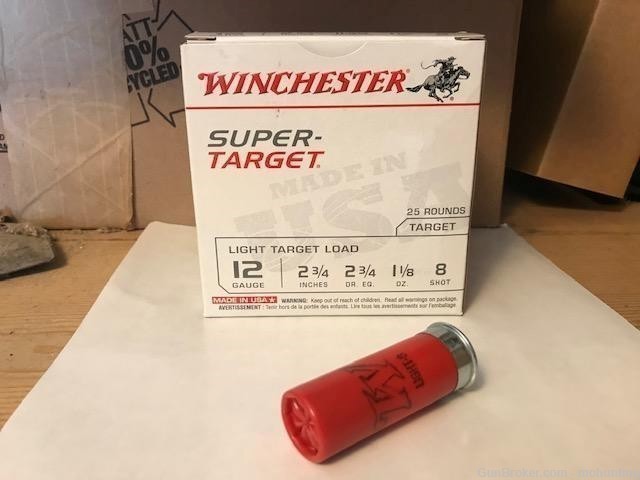 Winchester TRGT128 Super Target 12ga 1 1/8oz 8 shot 250 Rounds-img-0