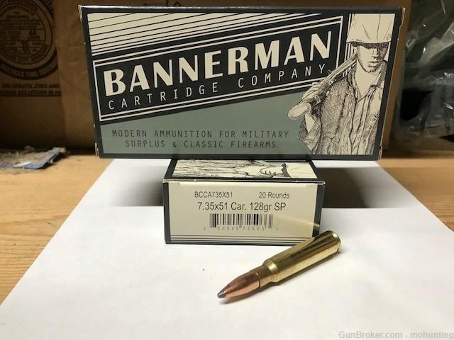 Bannerman 7.35x51 Carcano 128gr SP 100 Rounds-img-0