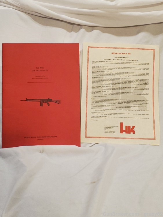 Heckler & Koch G3 Rifle Maintenance Manual W/ Warranty Document-img-0