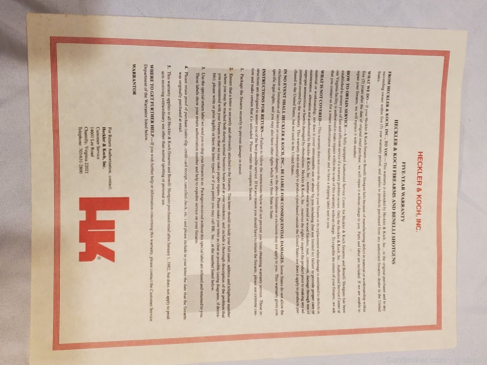 Heckler & Koch G3 Rifle Maintenance Manual W/ Warranty Document-img-5