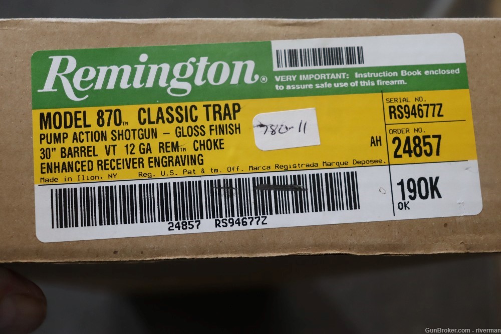 NIB Remington 870 Trap Pump Action 12 Gauge Shotgun (SN#R594677Z)-img-15