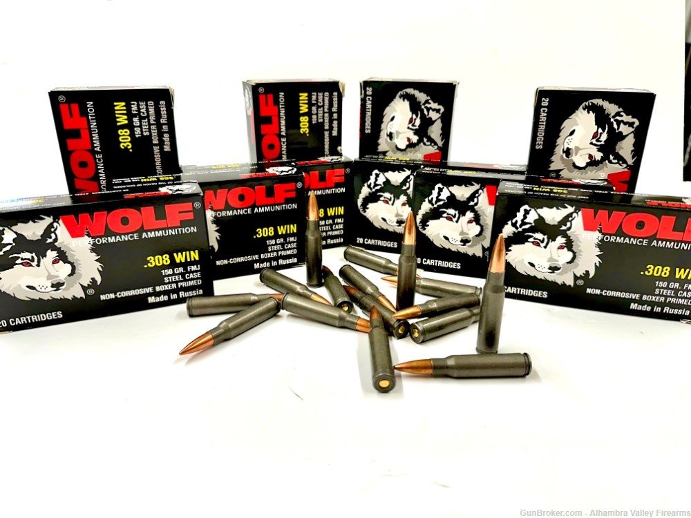WOLF 308 REM. Ammo 150gr FMJ (200 Rounds)-img-0
