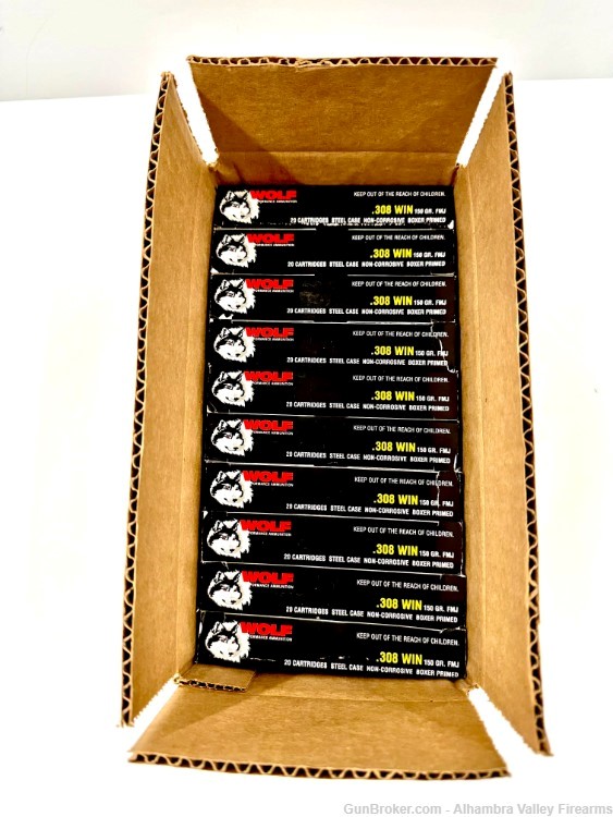 WOLF 308 REM. Ammo 150gr FMJ (200 Rounds)-img-6