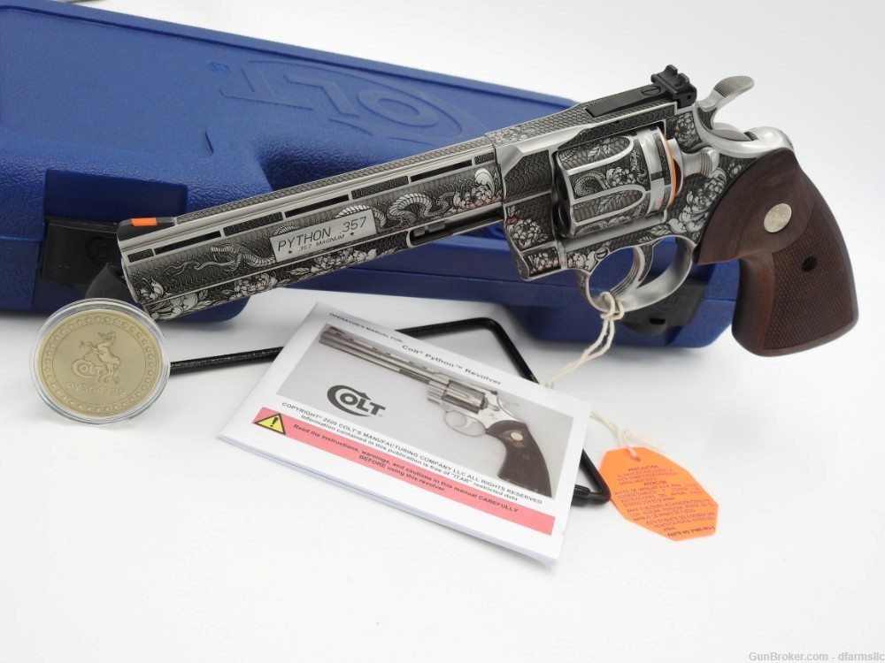 Collectible Rare Spectacular Custom Engraved Colt Python 6" 357 MAG-img-1