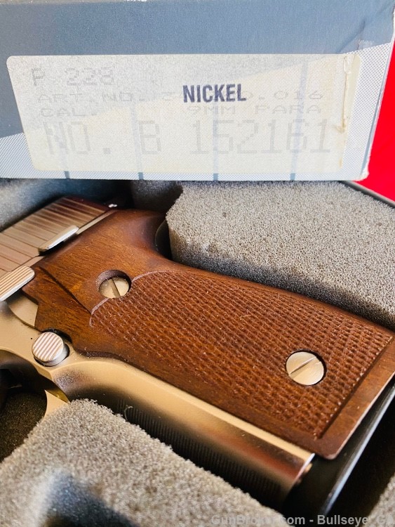 Sig Sauer P228 West German "KB" 1991 9mm NICKEL & Wood Grips * MINT *-img-5