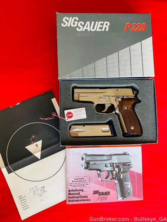 Sig Sauer P228 West German "KB" 1991 9mm NICKEL & Wood Grips * MINT *-img-0