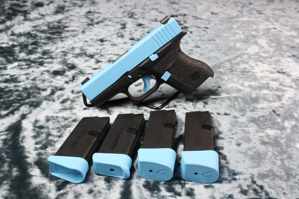 Glock 43 9mm Cerakote Blue Raspberry Vickers Tactical Extras Night LIKE NEW-img-8