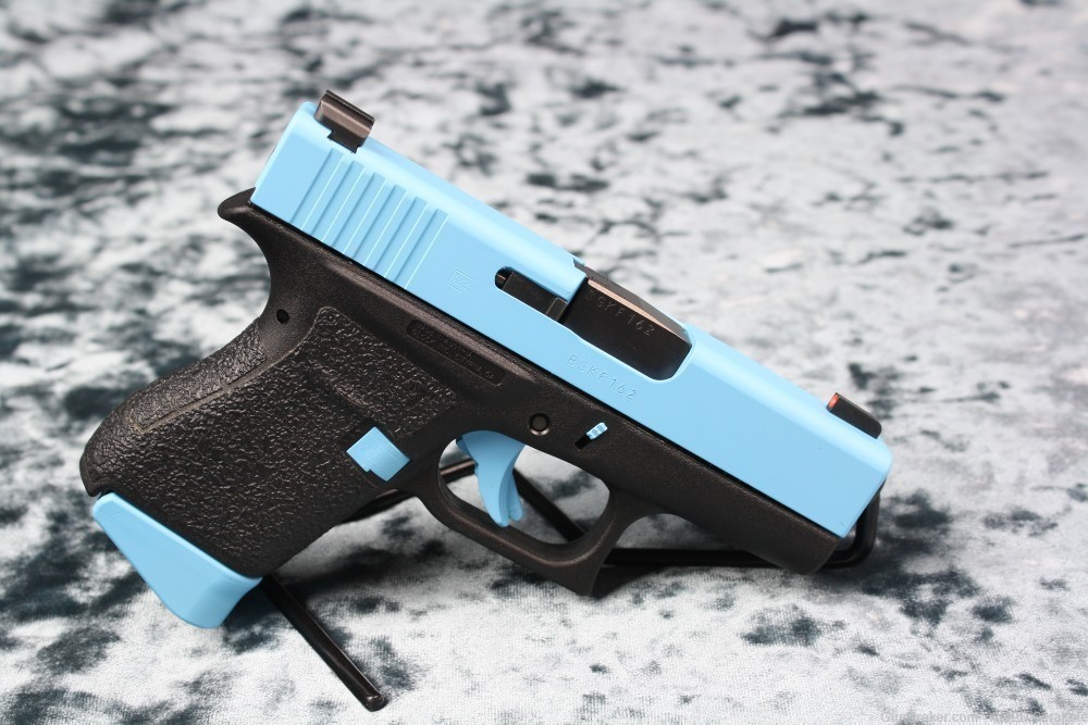 Glock 43 9mm Cerakote Blue Raspberry Vickers Tactical Extras Night LIKE NEW-img-3