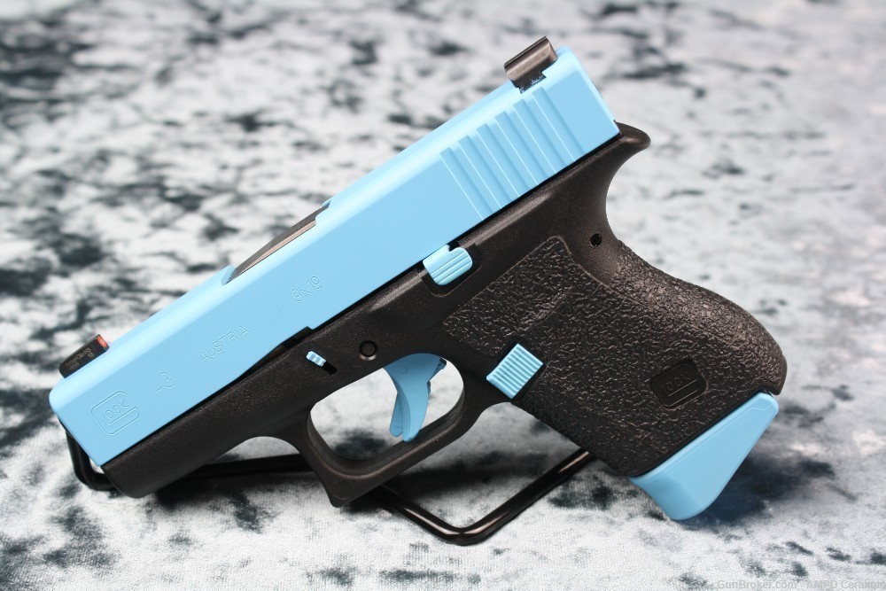Glock 43 9mm Cerakote Blue Raspberry Vickers Tactical Extras Night LIKE NEW-img-0