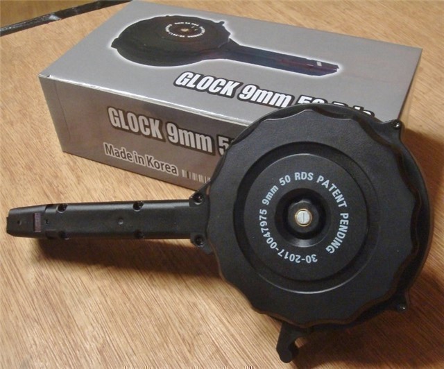 1 Glock 9mm 50 round New Drum magazine 9 mm Korean-img-3