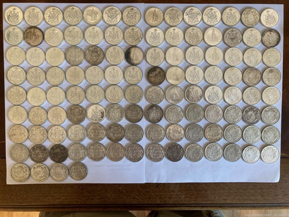 Canada 80% Silver 50 Cents 116 Coin Lot-img-1