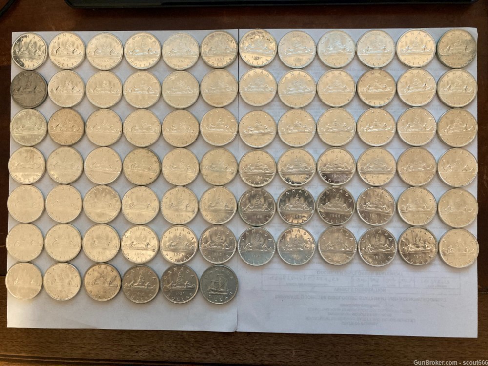Canada 80% Silver Dollars 78 Coin Lot-img-1