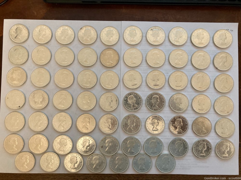 Canada 80% Silver Dollars 67 Coin Lot-img-0