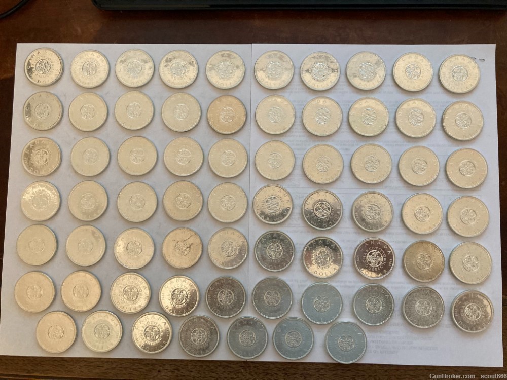 Canada 80% Silver Dollars 67 Coin Lot-img-1