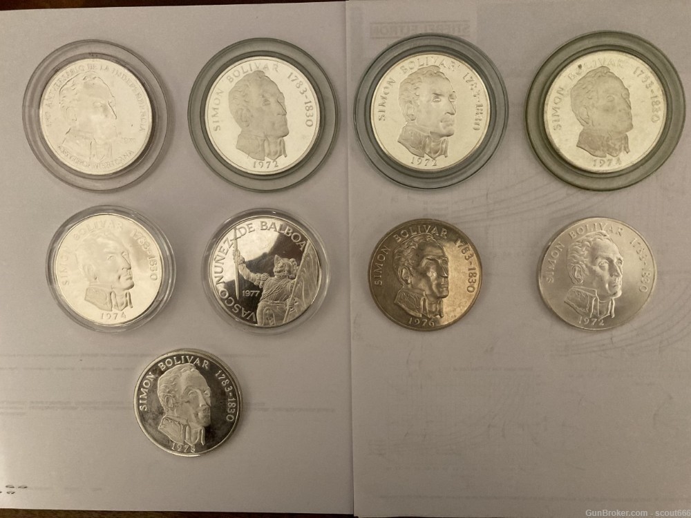Lot of 9 Panama 20 Balboa Coins .925 Silver 3.8539 Troy Ounces Silver each-img-0
