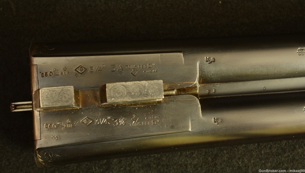 WW Greener cased High grade gold inlaid 8 gauge hammer gun-img-35