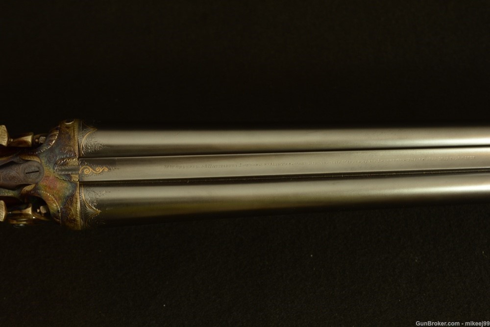WW Greener cased High grade gold inlaid 8 gauge hammer gun-img-21