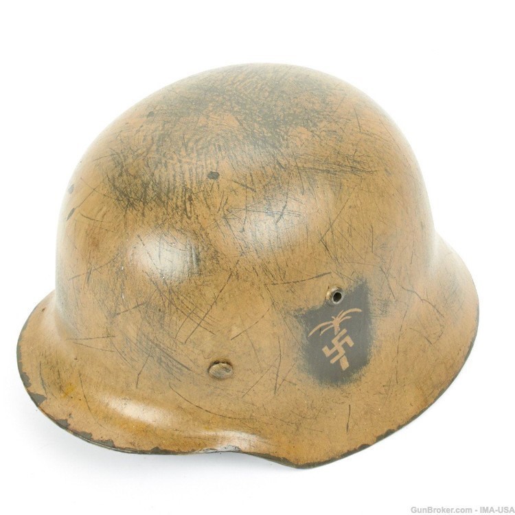 German WWII Reproduction M35 Afrika Korps 15th Panzer Division Helmet-img-5