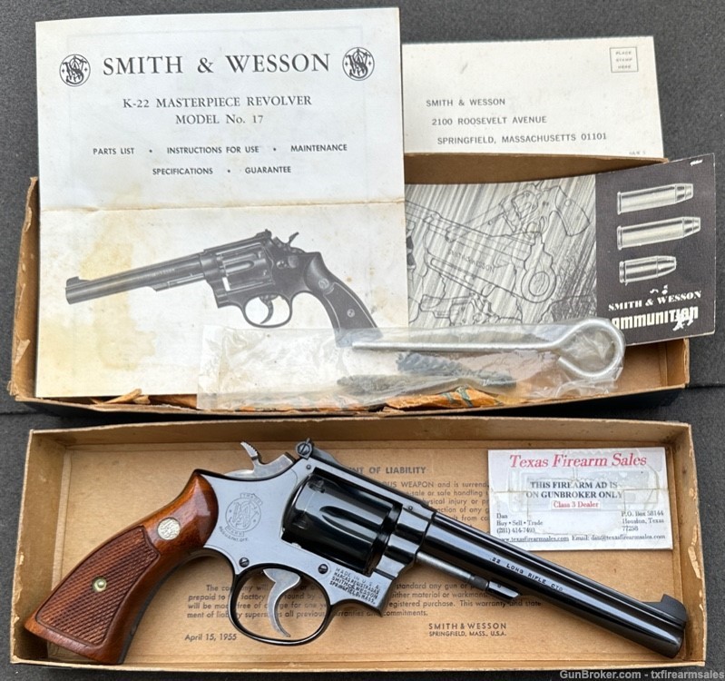 S&W 17-3 K-22 .22LR, 6" Barrel, Pinned & Recessed, Made in 1971-img-0