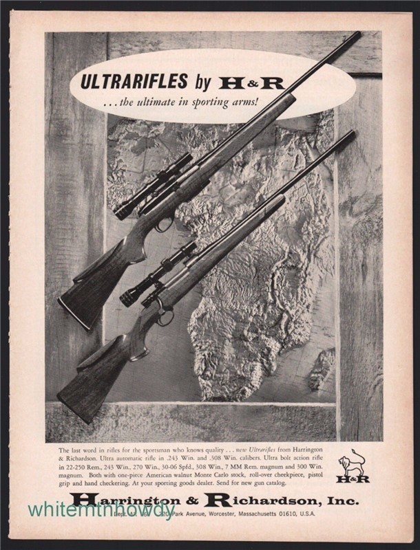 1968 HARRINGTON & RICHARDSON H&R Ultra & Bolt Action Rifle PRINT AD-img-0
