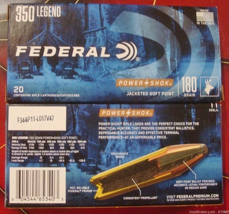 200 Federal .350 LEGEND POWER SHOK 180 JSP new ammunition 350LA-img-11