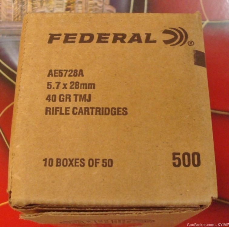 500 Federal 5.7x28 FMJ 40 grain AE5728A New Ammo 5.7 FN PS90 -img-0