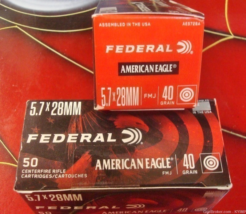 500 Federal 5.7x28 FMJ 40 grain AE5728A New Ammo 5.7 FN PS90 -img-2