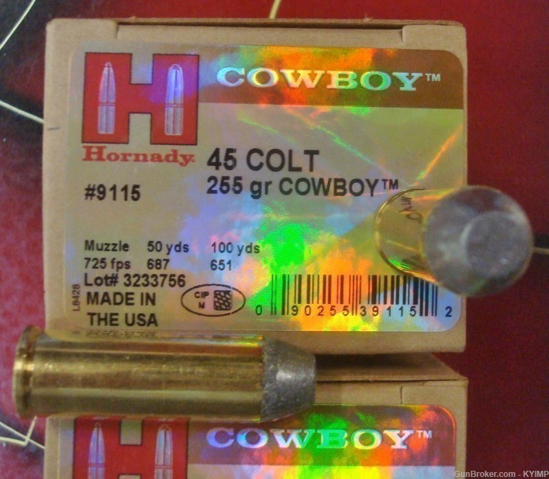 60 HORNADY 45 Long Colt 255 grain COWBOY new Custom ammunition 9115-img-1