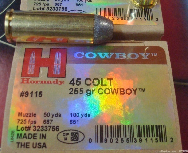 60 HORNADY 45 Long Colt 255 grain COWBOY new Custom ammunition 9115-img-3