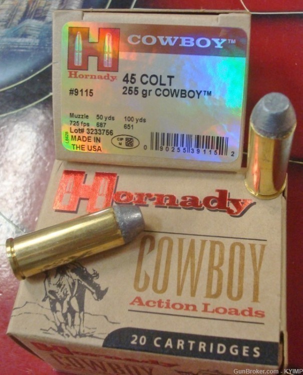 60 HORNADY 45 Long Colt 255 grain COWBOY new Custom ammunition 9115-img-0