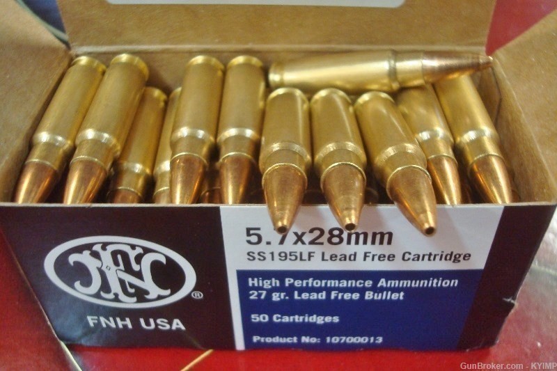 100 FN 5.7x28 Hollow Point 27 grain SS195LF New Ammo 5.7 FN PS90 SS195-img-1