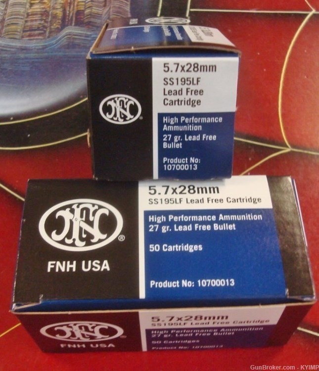 100 FN 5.7x28 Hollow Point 27 grain SS195LF New Ammo 5.7 FN PS90 SS195-img-0