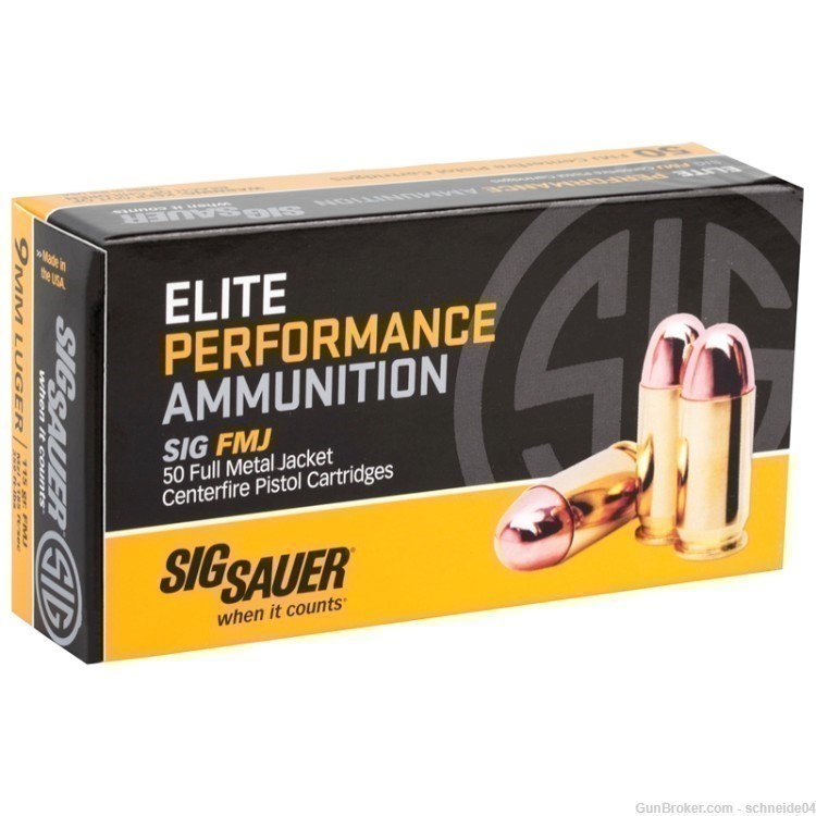 Sig Sauer Elite Performance 9mm Luger Ammo 115 Grain FMJ 500 Rounds-img-0