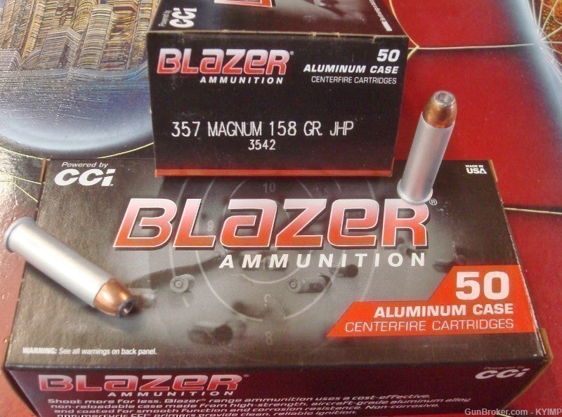 100 CCI Blazer 158 gr JHP 357 Magnum new ammo 3542 Hollow Point-img-1