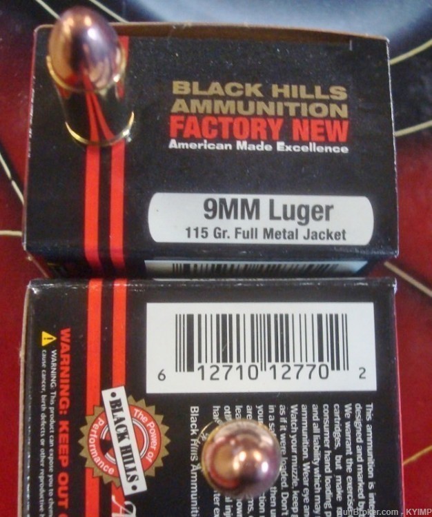 100 BLACK HILLS 9mm FMJ 115 grain Full Metal Jacket NEW ammunition-img-2